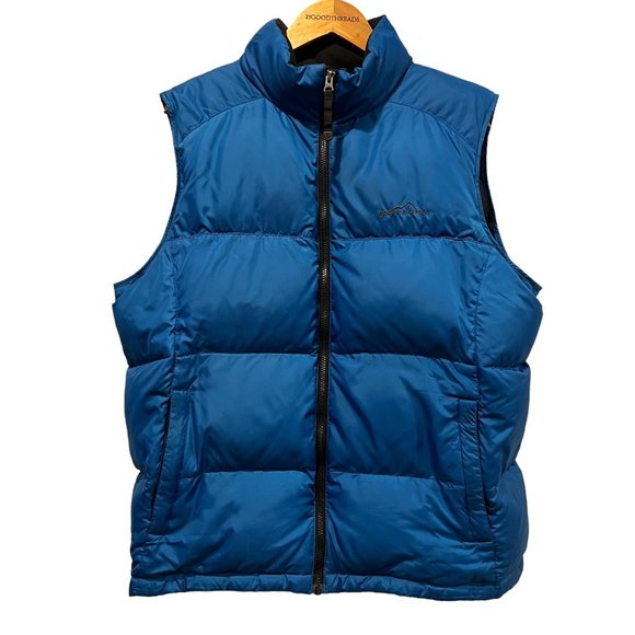 Eddie Bauer Men's Goose Down Puffer Vest, Zip Front, Blue, L